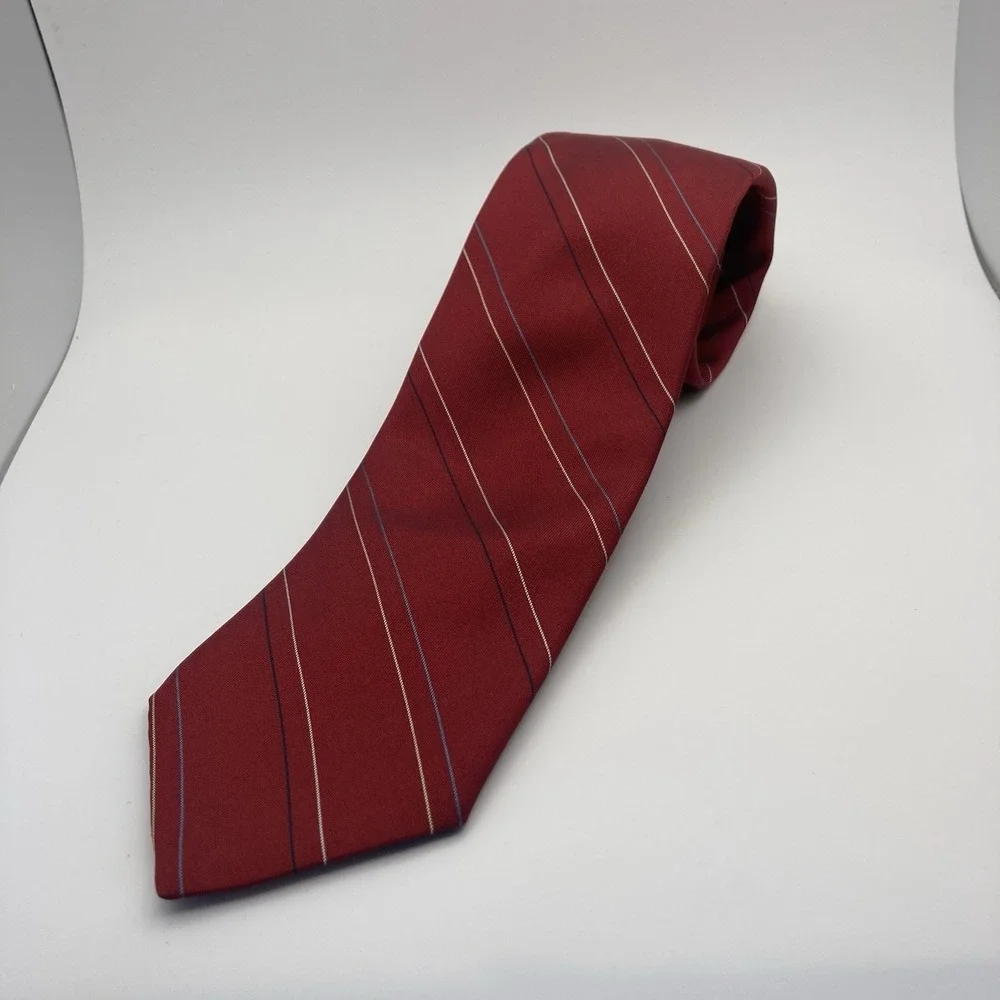 Hennessy Couture Paris New York Necktie Red Stripe Preppy Polyester Silk